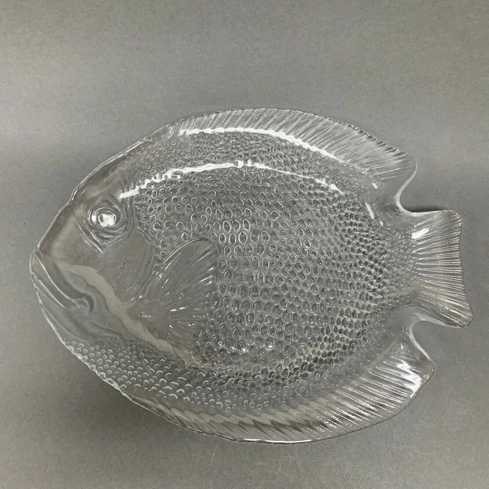 Arcoroc France Fish Clear Textured Glass‎ Plate 10 3/4